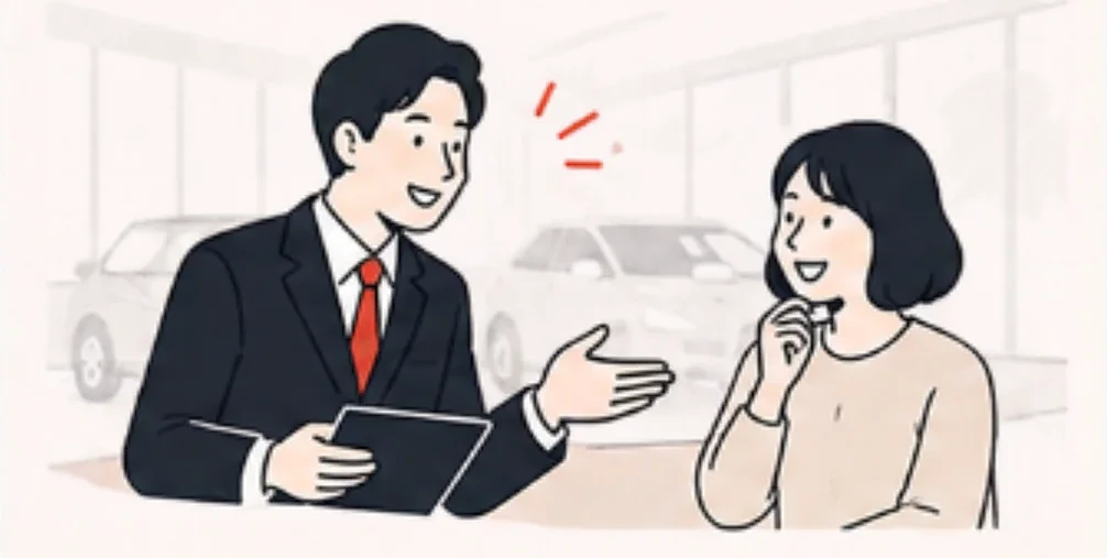 担当者がお客様に説明するイラスト